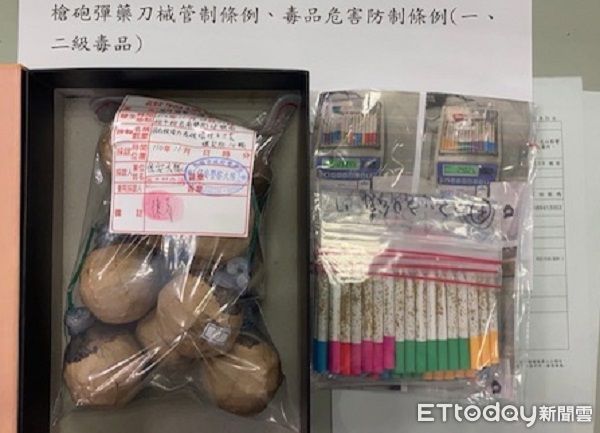 ▲▼警方在陳、孫2男車上查獲土製爆裂物、子彈及毒品。（圖／桃園保安警察大隊提供）