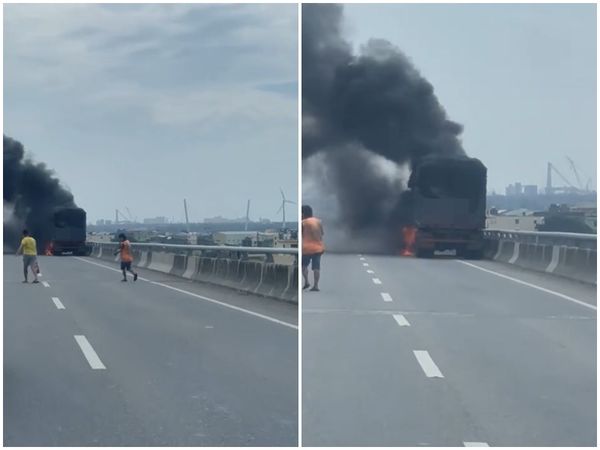 快訊／台中台61線西濱火燒車！黑煙覆蓋車道　南向全線封閉