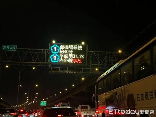 ▲▼國道1南下三重-五股路段5車追撞，造成嚴重回堵。（圖／讀者提供）