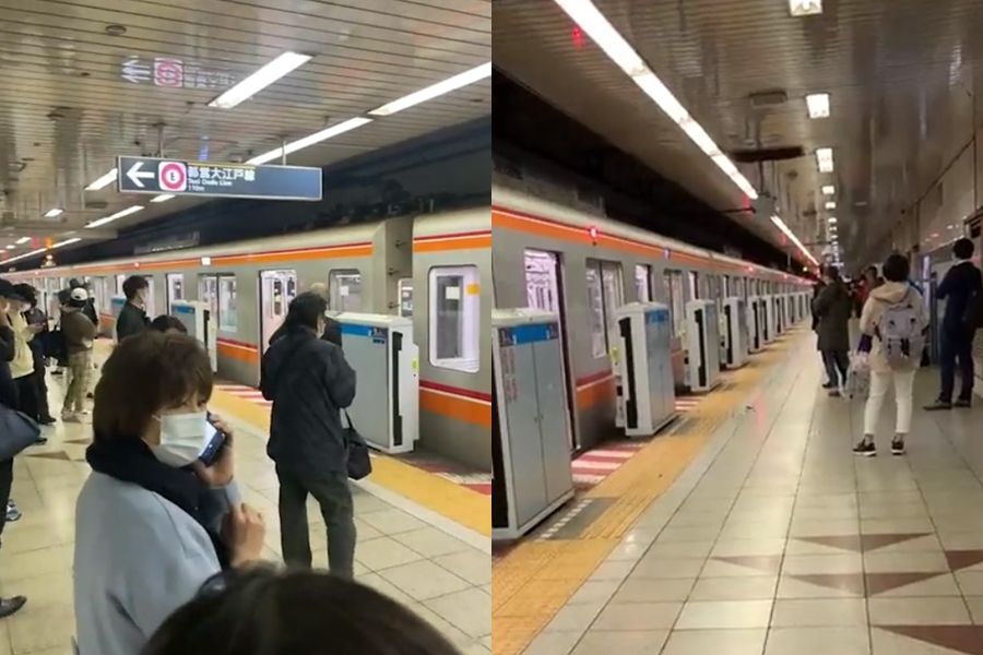 ▲▼ 東京地鐵又傳出有人在車廂內亮出武器。（圖／翻攝自Twitter）