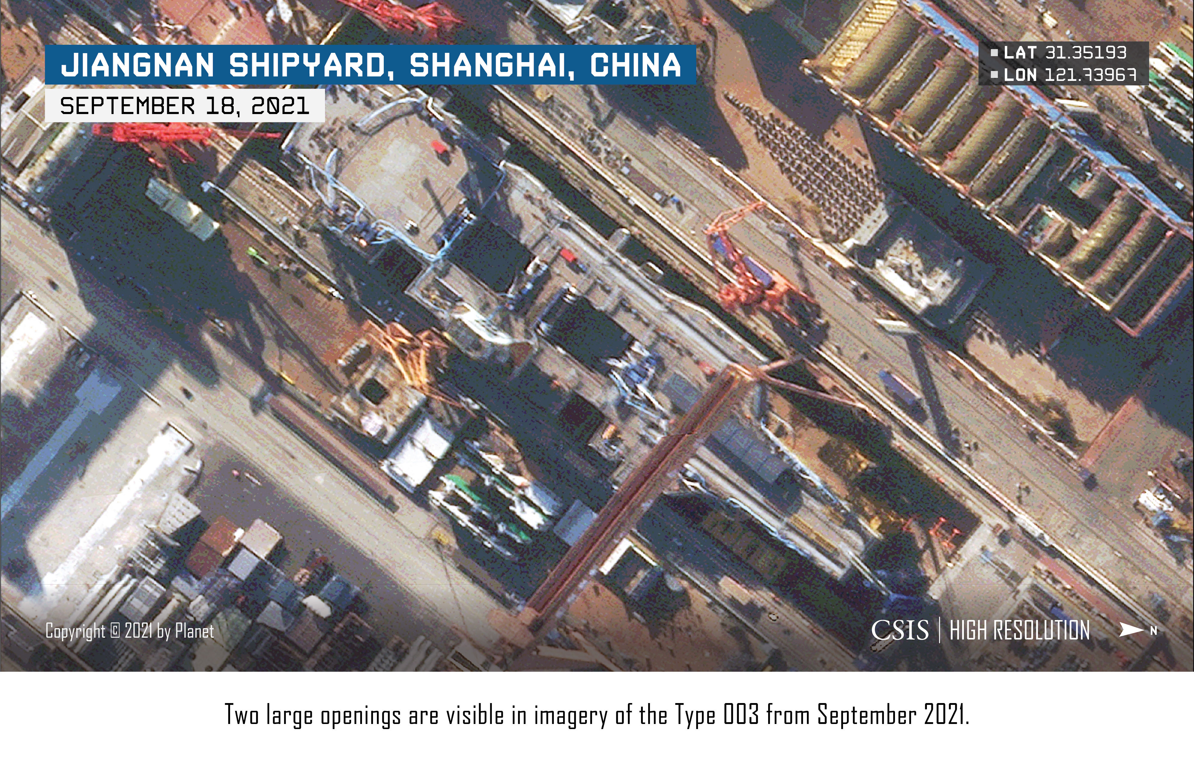 ▲▼中國打造新型科技航艦003畫面曝光。（圖／翻攝自CSIS）
