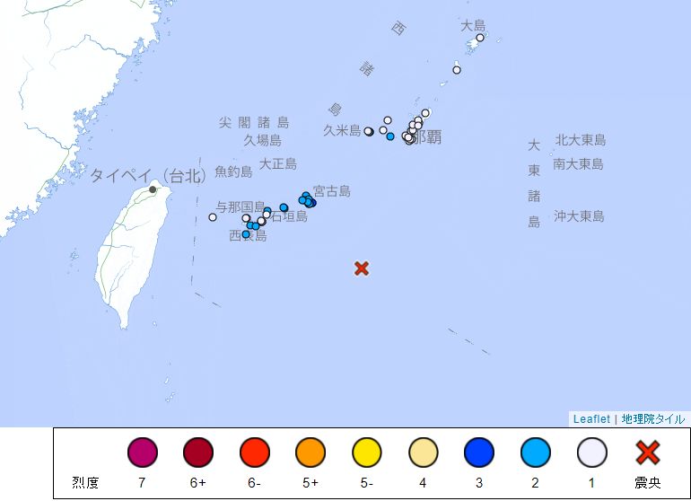 ▲▼台灣有感！日本宮古島23：45發生規模6.6地震。（圖／翻攝日本氣象廳）