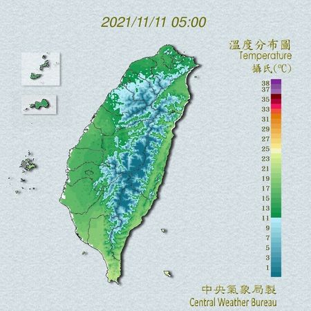 ▲▼低溫特報。（圖／翻攝中央氣象局）