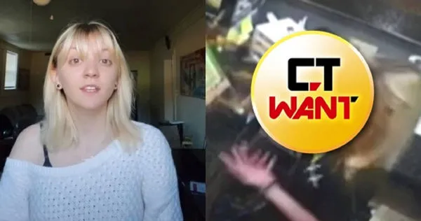 美國24歲餐廳女經理寶藍（Jannelle Broland）被奧客以「外帶碗的塑膠蓋被熱湯融化」為由，以火燙的湯汁潑臉。（合成圖／翻攝自bummynelly、section_8_ TikTok）