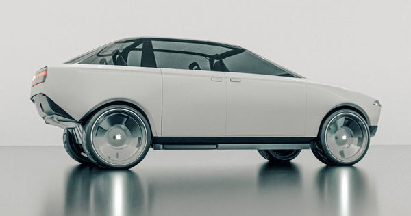 英國汽車租賃公司Vanarama，針對Apple提出的汽車專利塑造出Apple Car的雛型。（圖／翻攝自Vanarama）
