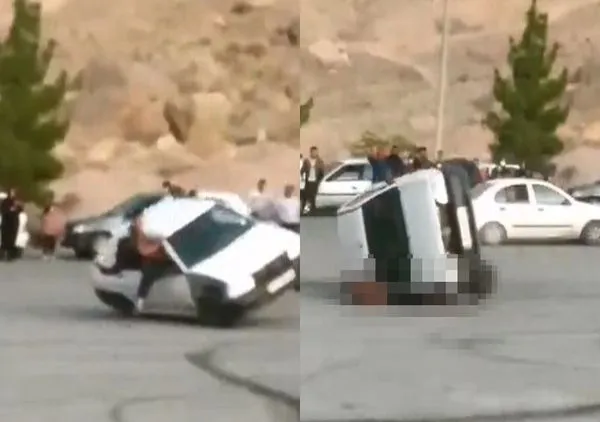 ▲▼炫技挑戰傾斜甩尾 20歲男玩嗨全身伸窗外 下秒翻車當場GG（圖／翻攝自推特）