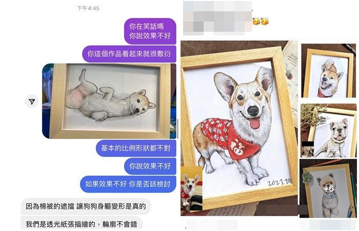 ▲▼花560元等1個月畫毛孩！成品「柴犬變羊駝」她氣炸　網看照片笑翻。（圖／翻攝爆怨公社）