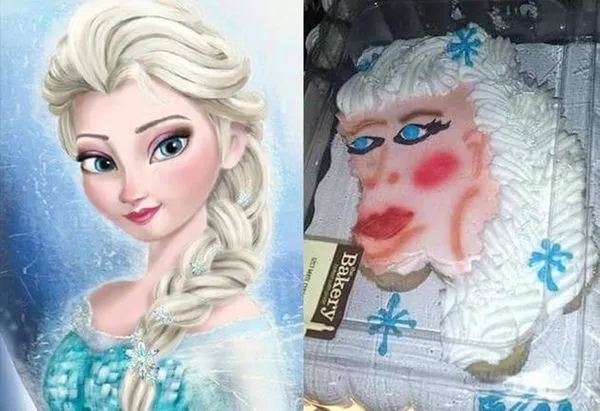 ▲▼驚！訂做Elsa蛋糕竟成「這樣」⋯網笑噴：冰雪奇「猿」。（圖／翻攝自爆廢公社）