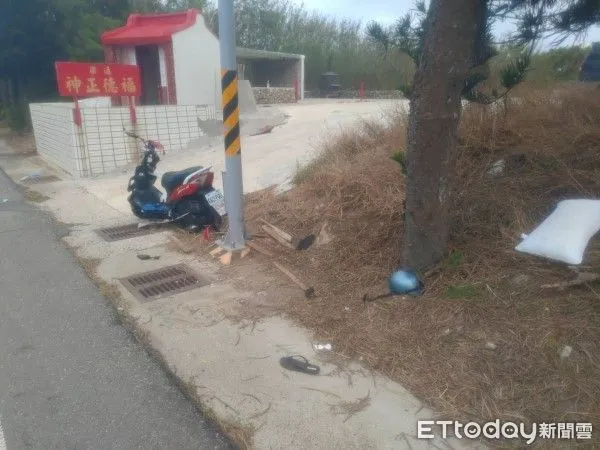 ▲▼ 澎湖車禍，機車自撞。（圖／記者陳洋翻攝）