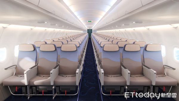 ▲華航A321neo經濟艙利用客艙寬度優勢，並配置超輕薄座椅結構，提供更寬敞搭乘空間。（圖／華航提供）