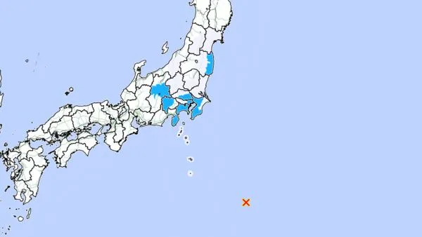 ▲▼日本本州東南方海域發生規模6.6地震。（圖／翻攝自日本氣象廳）