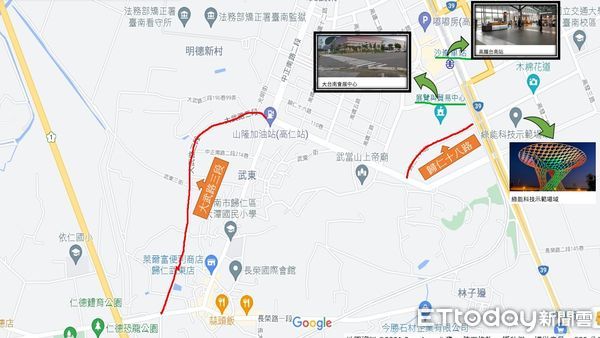 ▲台南市工務局為因應大台南會展中心2022年營運交通車潮，近期同時辦理周邊2項道路工程。（圖／記者林悅翻攝，下同）