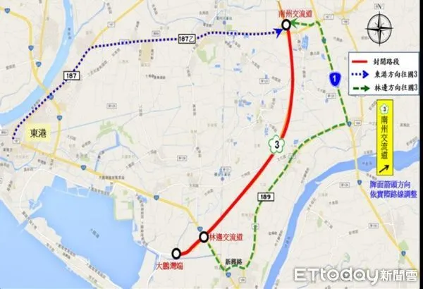 ▲「LAVATri」鐵人三項系列賽屏東大鵬灣站，南州至國三終點進行交通管制             。（圖／記者陳崑福翻攝，以下同）