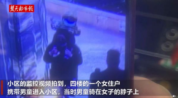 1歲童被扔下4樓身亡　監視器拍到和女進大樓畫面：媽媽身邊被帶走。（圖／翻攝自微博／極目新聞）