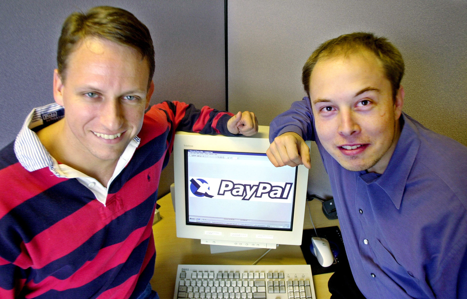 ▲▼ 馬斯克與Paypal共同創始人泰爾（Peter Thiel）合照，攝於2000年10月。（圖／達志影像／美聯社）