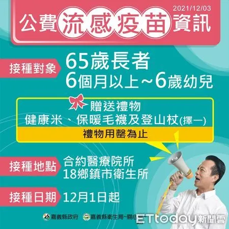 ▲▼嘉義縣祭出流感接種禮！籲長者、滿6個月以上幼兒接種流感疫苗。（圖／記者翁伊森翻攝）