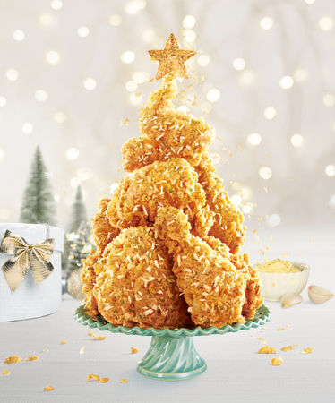 ▲▼肯德基於聖誕節限定推出「奶油香蒜雪花脆雞」。（圖／肯德基提供）