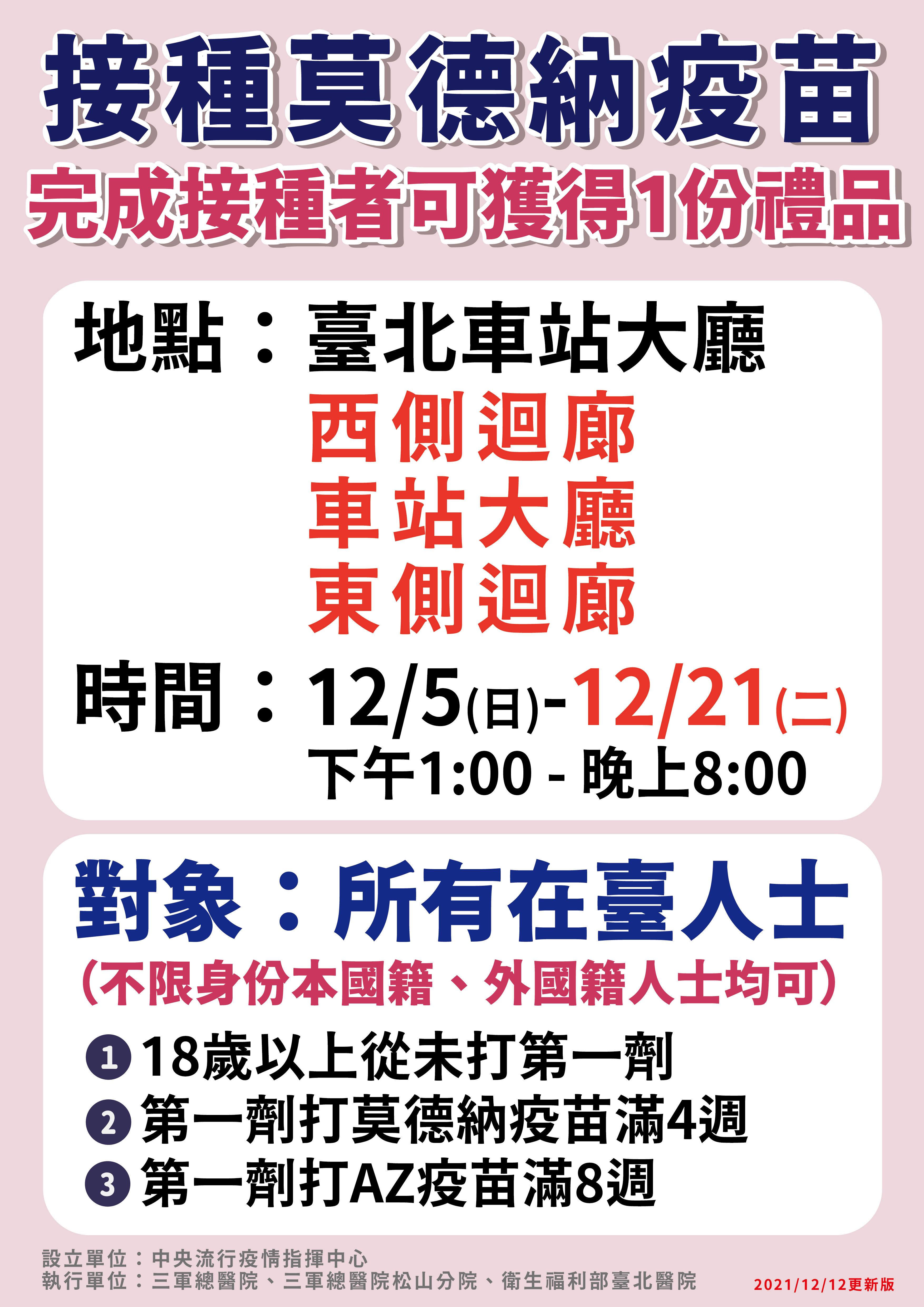 ▲▼台北車站疫苗接種站延長設置至21日。（圖／指揮中心提供）