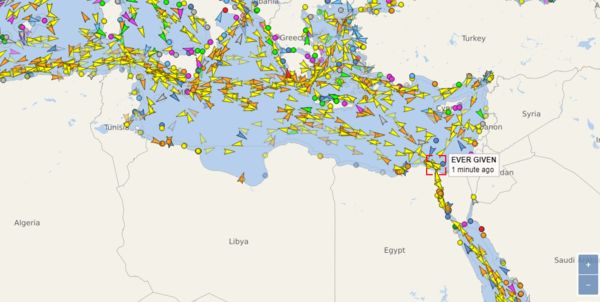 ▲▼長賜號已經順利通過蘇伊士運河，進入地中海。（圖／翻攝自vesselfinder）