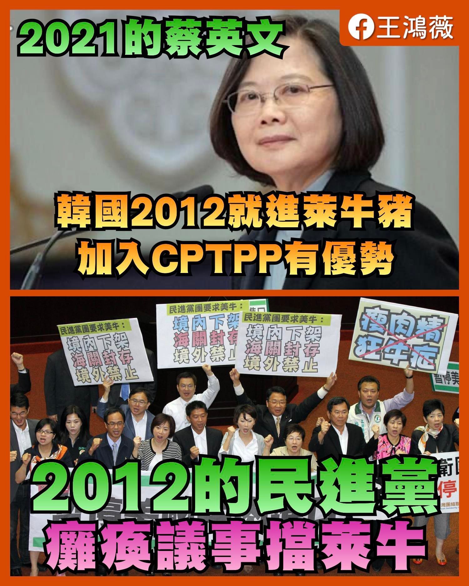 ▲王鴻薇批評2012年擋萊劑的就是蔡英文跟民進黨。（圖／翻攝自Facebook／王鴻薇）