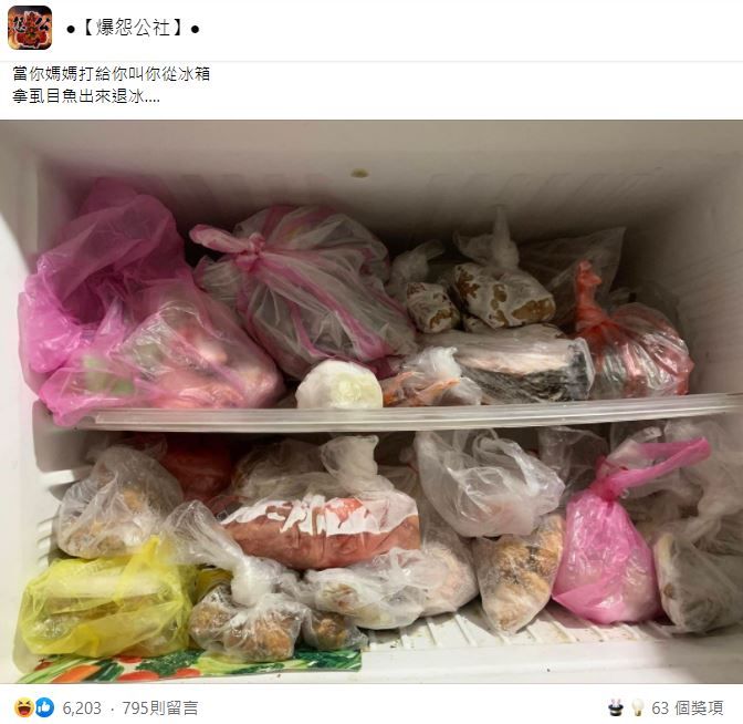 網友分享媽媽的冰箱。（圖／翻攝自Facebook／爆怨公社）