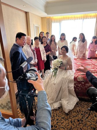 ▲宋麗華與鄭任祐結婚，18日晚舉辦婚姻             。（圖／民眾提供，下同）