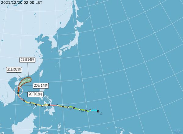 ▲雷伊颱風0200位置。（圖／氣象局提供）