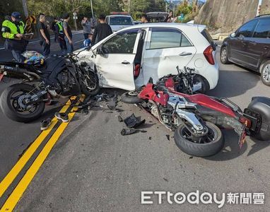 三寶大迴轉再現台3線!2重機剎不住同遭擊落 男女騎士倒地