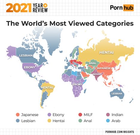 ▲▼Pornhub公佈世界瀏覽最多類別統計圖。（圖／取自pornhub官網）