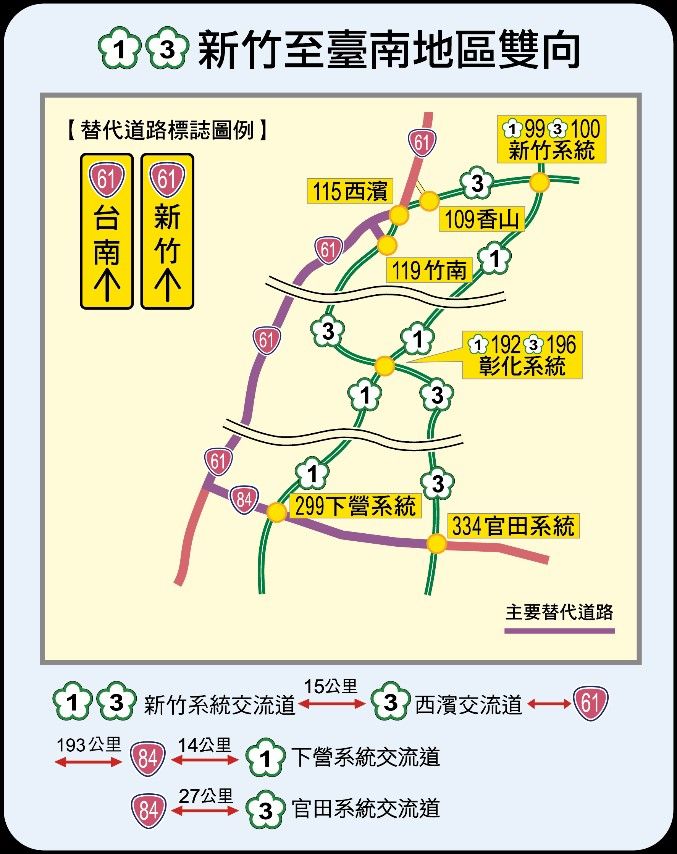 ▲元旦連續假期國道替代道路。（圖／高公局提供）