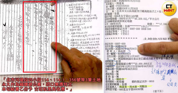 長慶廟管理人周水源曾立切結書，表示廟產歸福德爺名下，如今卻抵押給前立委黃政哲。（圖／方萬民攝、CTWANT合成）