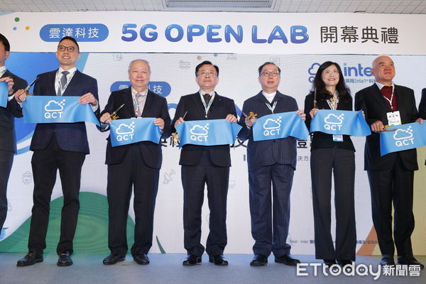 ▲廣達電腦董座林百里（右3）參加旗下雲達科技5G Open Lab開幕典禮。（圖／記者湯興漢攝）