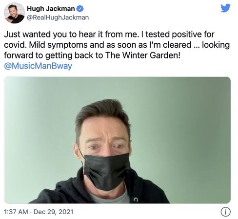 ▲▼休傑克曼（Hugh Jackman）宣布自己確診。（圖／翻攝推特／@RealHughJackman）