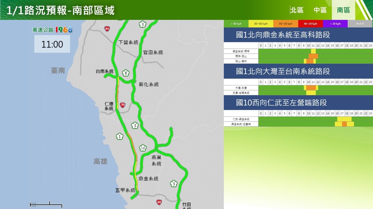 ▲▼元旦國道路況預測。（圖／高公局）