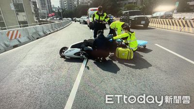 BMW上橋「油門一拜」鑽進機車群　鬼切撞女騎士害骨折