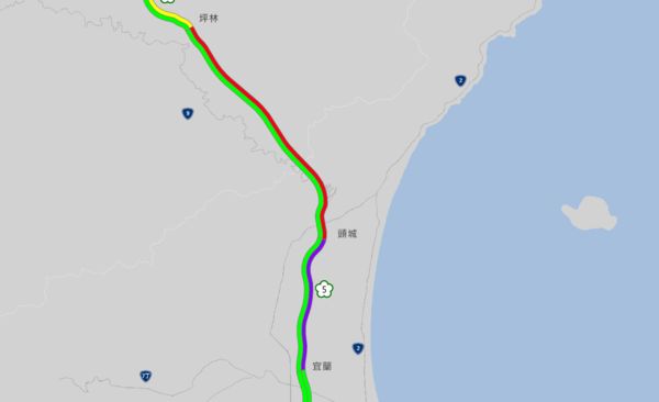 ▲▼快訊／國五「宜蘭-頭城段」紫爆！時速僅15公里。（圖／翻攝高公局）