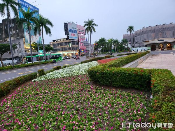 ▲2022迎新春，台南市各重要路段、圓環等街頭，種植的花草蓄勢待「花」，將為春節走春帶來萬紫千紅花漾街景的視覺響宴。（圖／記者林悅翻攝，下同）