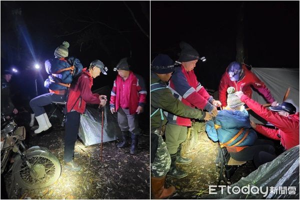 ▲▼女登鈴鳴山突發高山症，救難人員輪流將其揹下山。（圖／記鄧木卿翻攝）