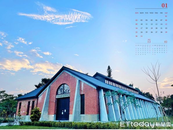 ▲台南山上花園水道博物館，製作了一套2022年電子桌曆，蒐羅園區美景及特色，公布在粉專提供民眾下載。（圖／記者林悅翻攝，下同）