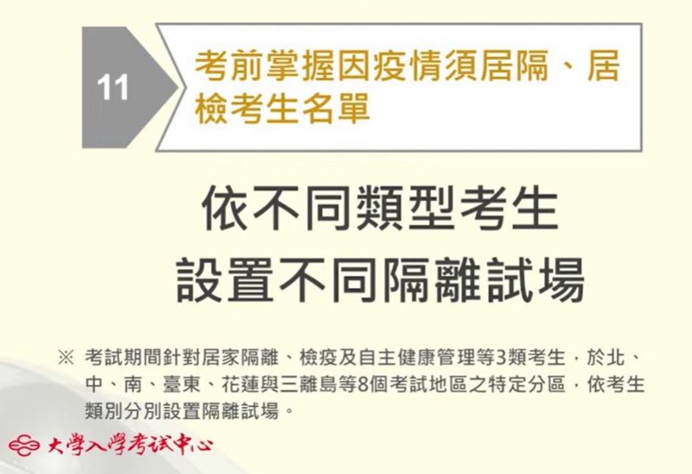 ▲▼大考中心說明學測防疫措施。（圖／記者許敏溶翻攝）