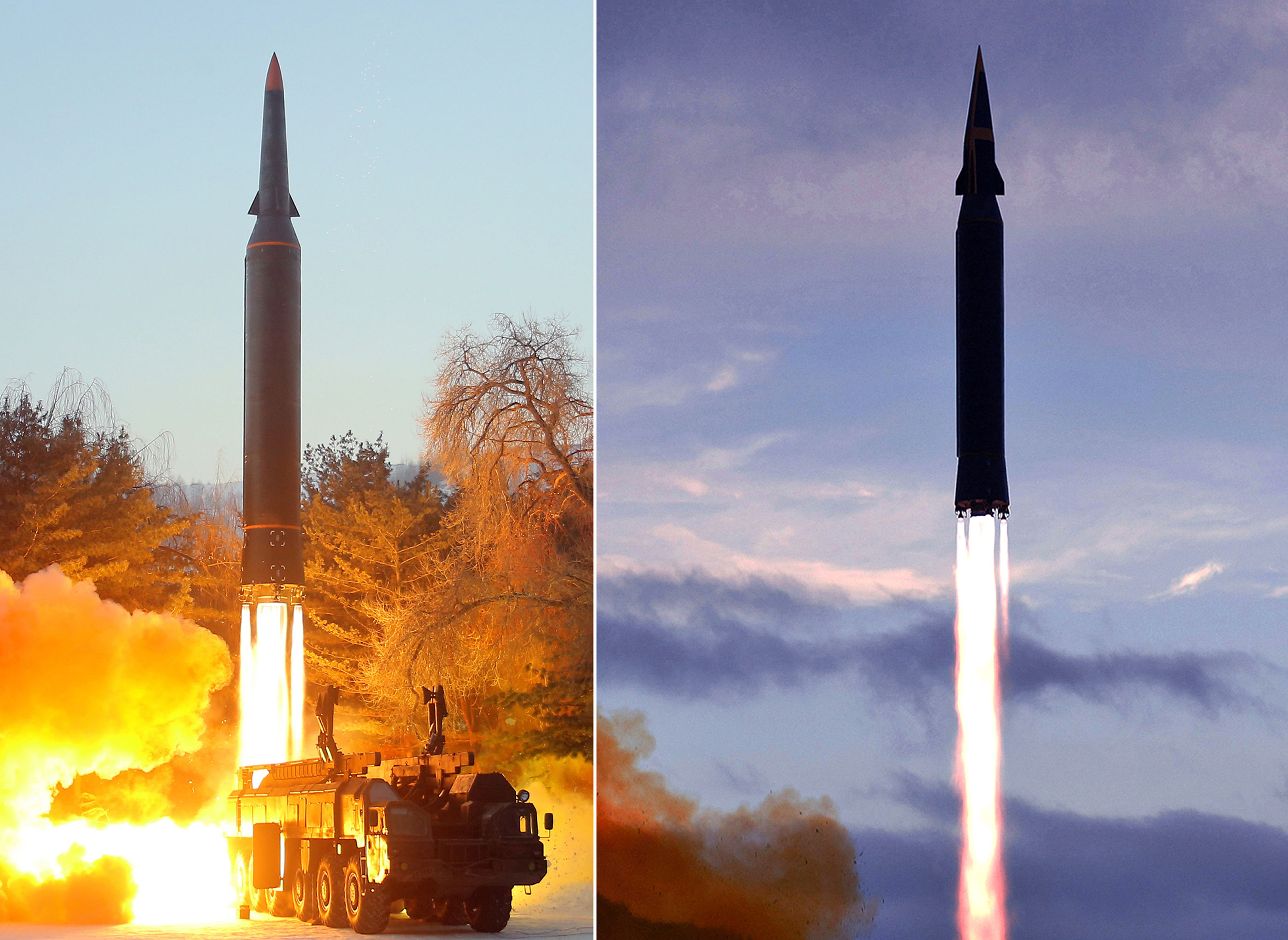 ▲▼北韓此次試射的新型極超音速飛彈，與去年9月28日試射的火星-8型在外觀上有些微不同。（圖／達志影像）