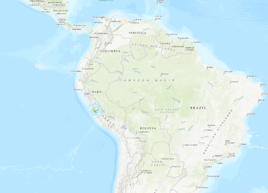 ▲▼規模5.6地震侵襲祕魯首都 已知1人受傷。（圖／翻攝USGS）