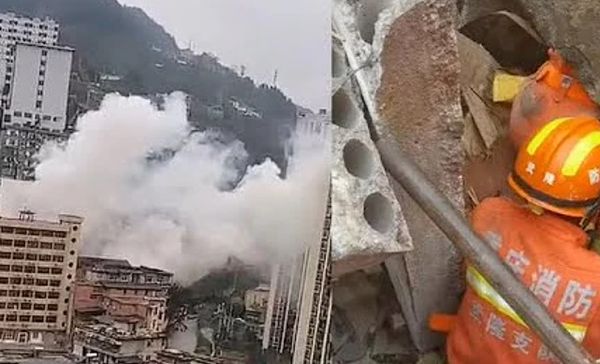 ▲▼重慶武隆食堂崩塌16人死亡。（圖／翻攝自YouTube／海客新聞）