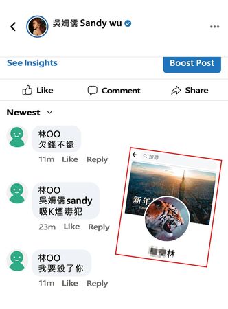 恐嚇吳姍儒的林男，臉書大頭貼是一個虎頭，看起來極具威脅性。（翻攝嫌犯臉書）