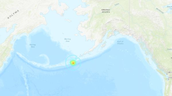 ▲▼阿拉斯加州的阿留申群島海域，發生規模6.8地震。（圖／翻攝自美國地質調查局）