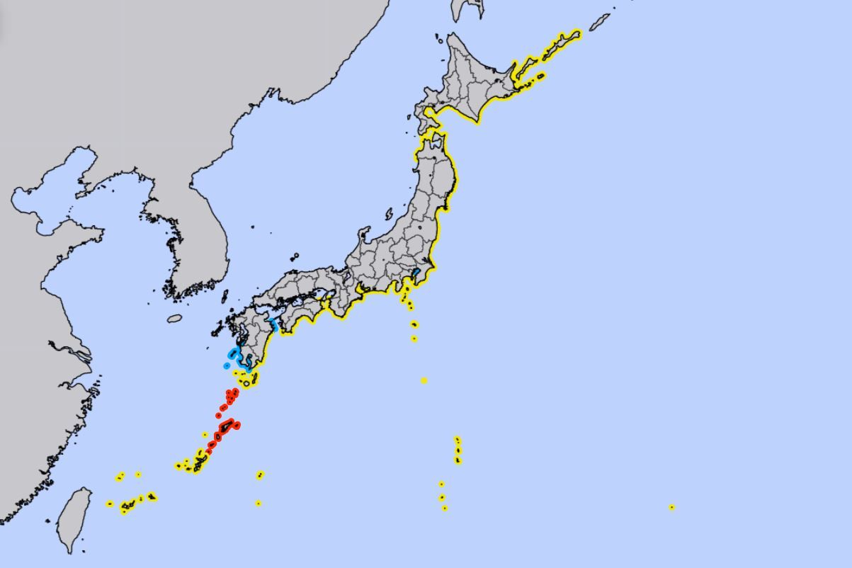 ▲▼日本氣象廳發布海嘯警報。（圖／日本氣象廳）