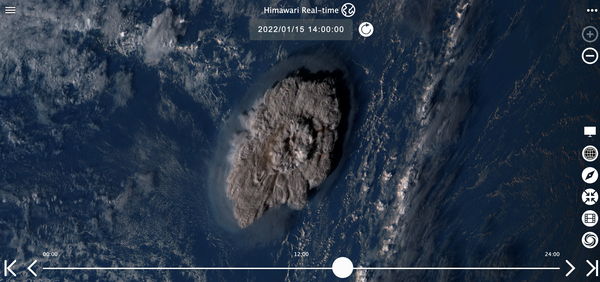▲▼東加海底火山島噴發衛星圖。（圖／路透）