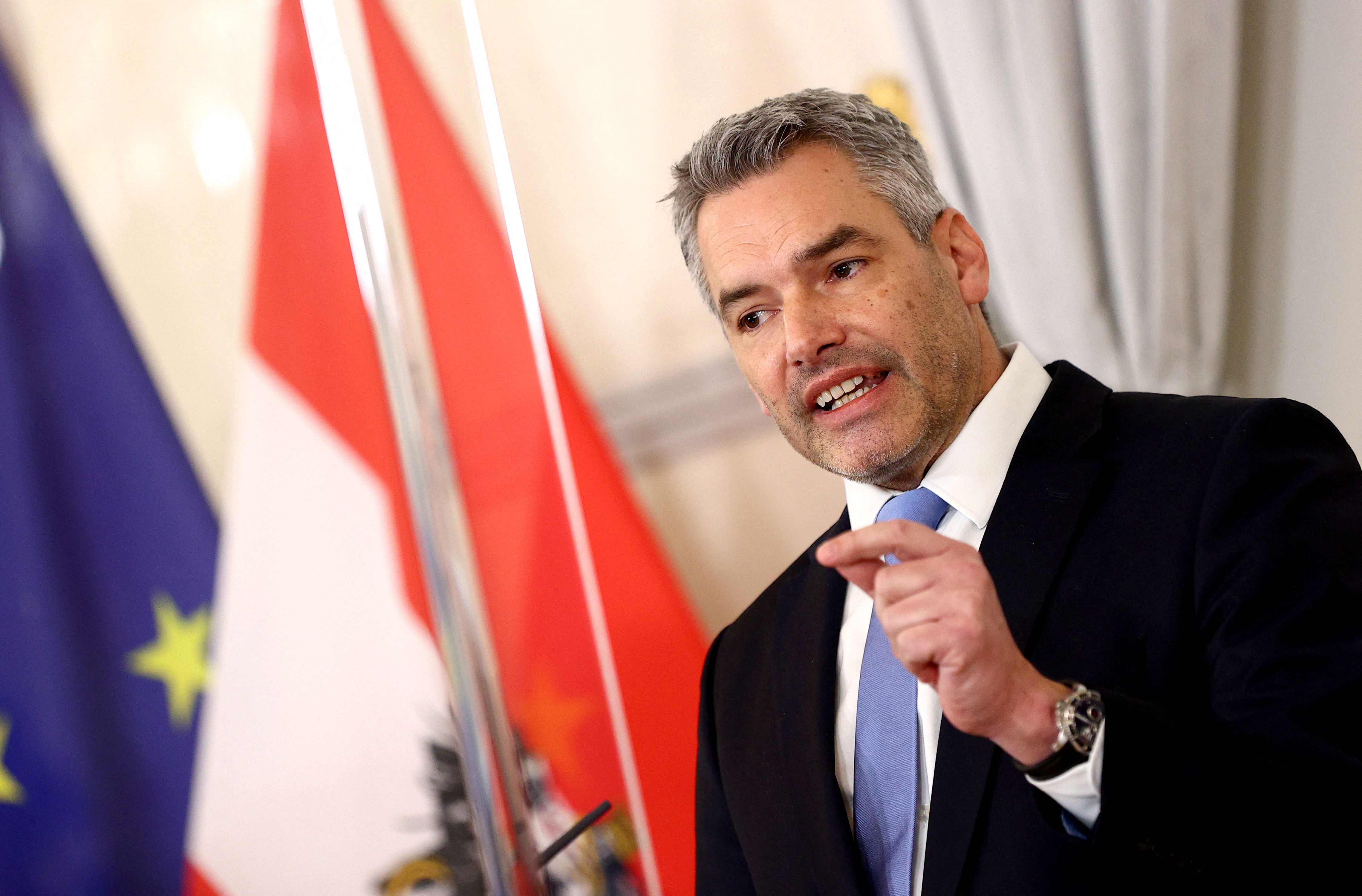 ▲奧地利總理內哈默（Karl Nehammer）。（圖／路透）