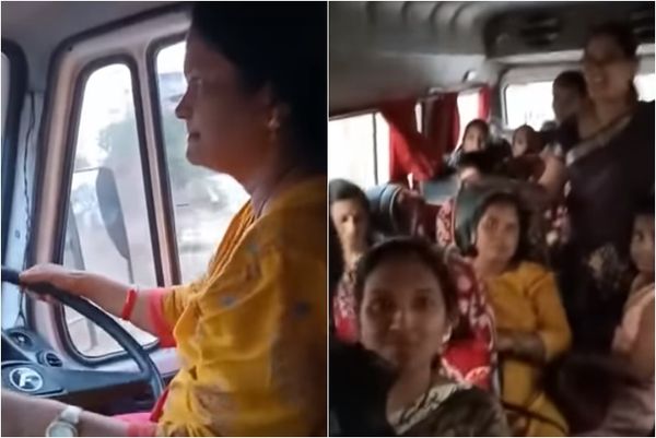 ▲▼ 印度婦女開巴士，載司機去醫院。（圖／翻攝自YouTube）