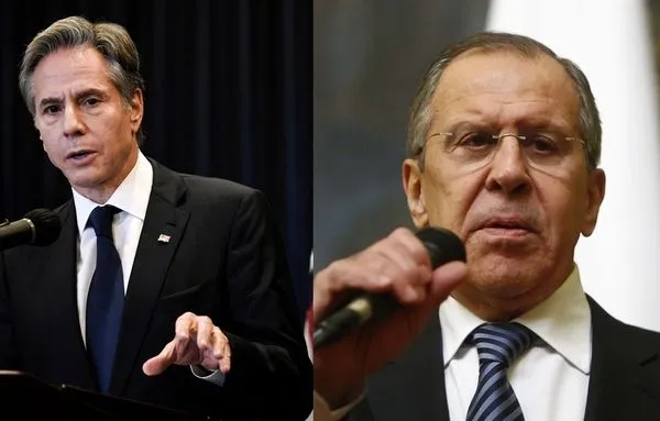 ▲美國國務卿布林肯與俄羅斯外交部長拉夫羅夫（Sergei Lavrov）。（圖／路透）